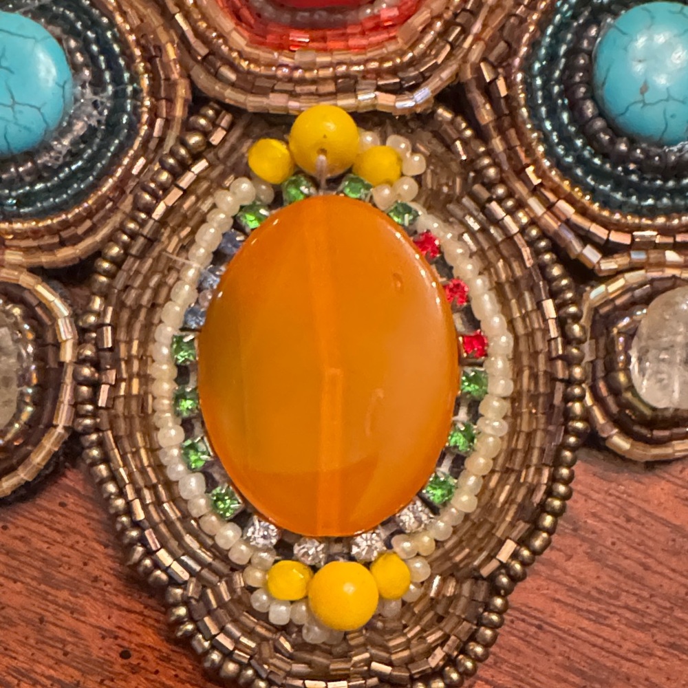 Bohemian Multicolor Beaded Bib Necklace by Natasha - Picture 3 of 13
